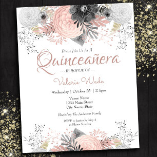 Invitations budgétaires de Quinceanera rose pâle