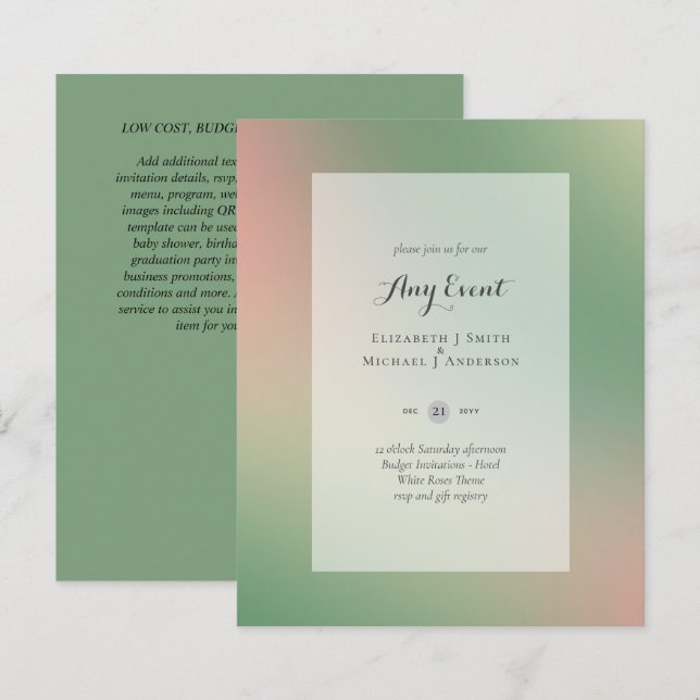 INVITATIONS BUDGÉTAIRES - TOUT ÉVÉNEMENT - GreenAb (Devant / Derrière)