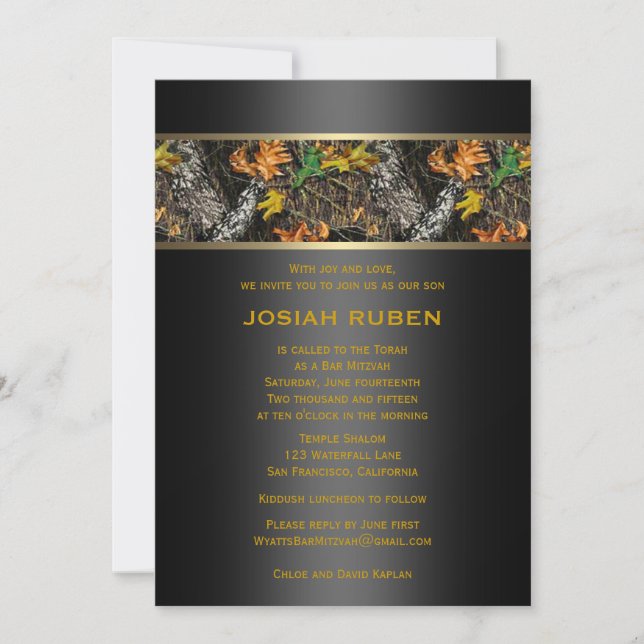 Invitations Camo Bar Mitzvah (Devant)