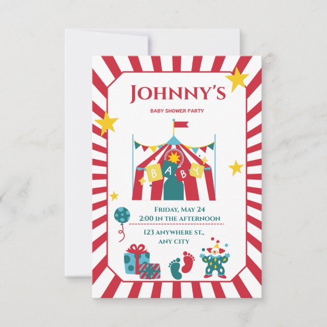 Invitations Carnival Baby Shower (Devant)