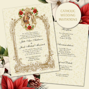 INVITATIONS CATHOLIQUES DE MARIAGE DE NOËL POINSET
