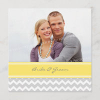 Invitations Chevron jaune gris de mariage de photo