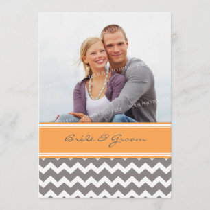 Invitations Chevron orange gris de mariage de