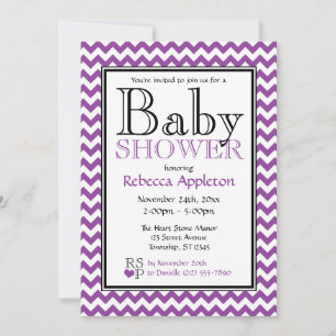 Invitations Chevron Purple & White Baby Shower