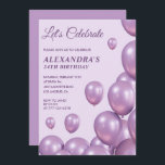 Invitations chic 34e anniversaire Ballons violet<br><div class="desc">Invitations de 34e anniversaire Ballons chic violet moderne</div>