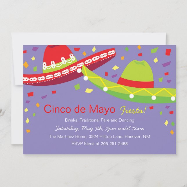 Invitations Cinco de Mayo Sombrero Fiesta (Devant)