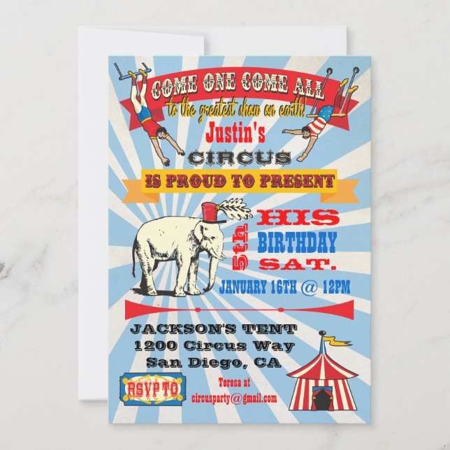 Invitations Circus Poster Style Party (Devant)