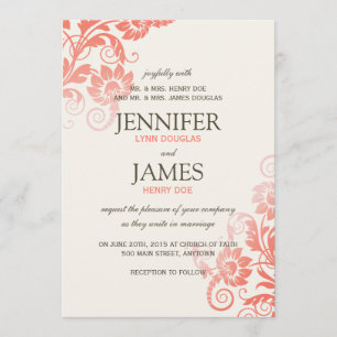 Invitations Classiques Ombre Coral Wedding (5x7)