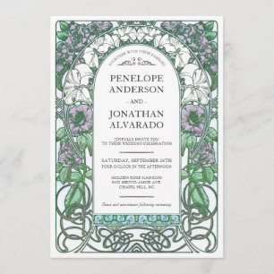 Invitations colorées de mariage de Nouveau d'art