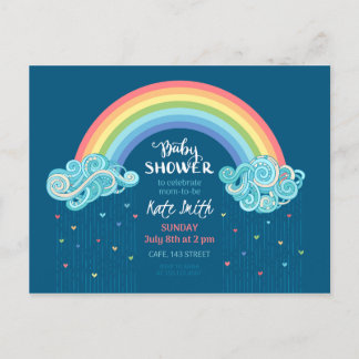 Invitations colorées Rainbow Baby Shower