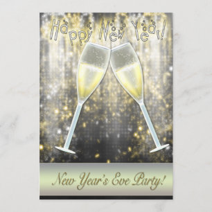 Invitations Confetti Champagne Nouvel An