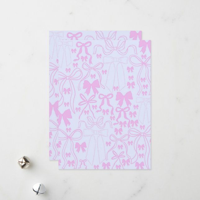 Invitations Coquette Baby shower Bow rose Bow (Devant/Arrière en situation)