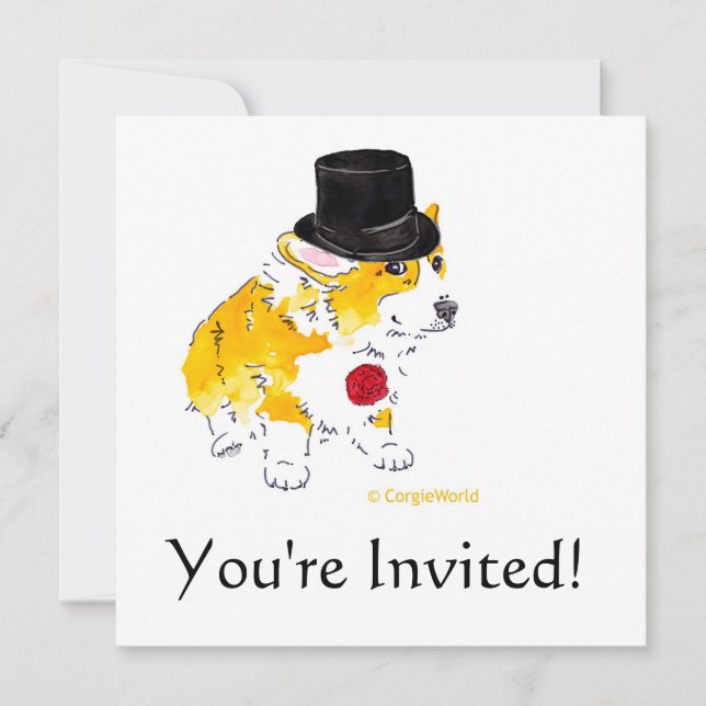 Invitations Corgi de chapeaux (Devant)