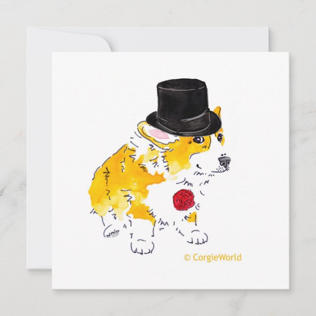 Invitations Corgi de chapeaux (Devant)