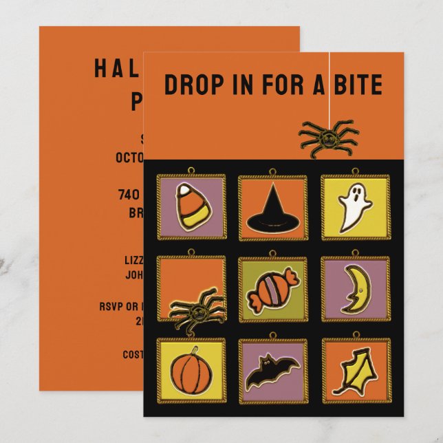 Invitations créatives de la fête d'Halloween (Devant / Derrière)