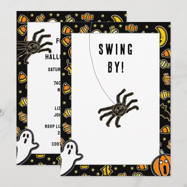 Invitations créatives de la fête d'Halloween (Devant / Derrière)