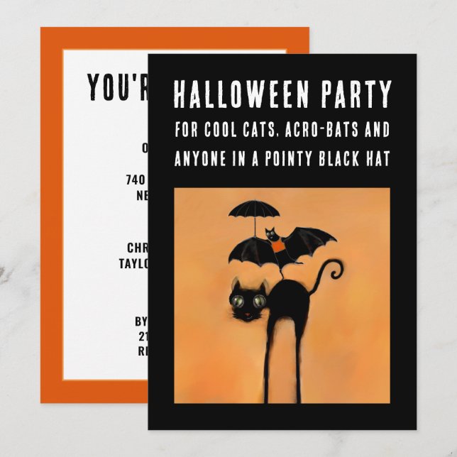 Invitations créatives de la fête d'Halloween (Devant / Derrière)