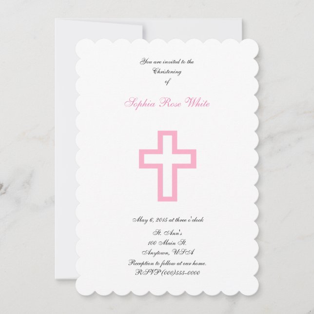 Invitations "Croix rose" (Devant)