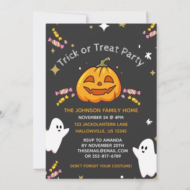 Invitations customisées de la fête d'Halloween pou (Devant)