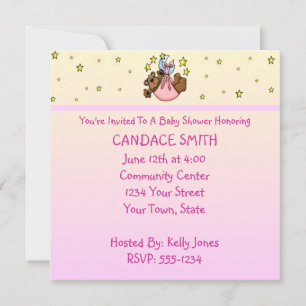 Invitations customisées Teddy Bear Baby Shower