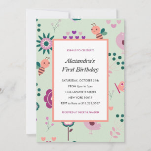 Invitations d'abeille 1er anniversaire Pink Bumble