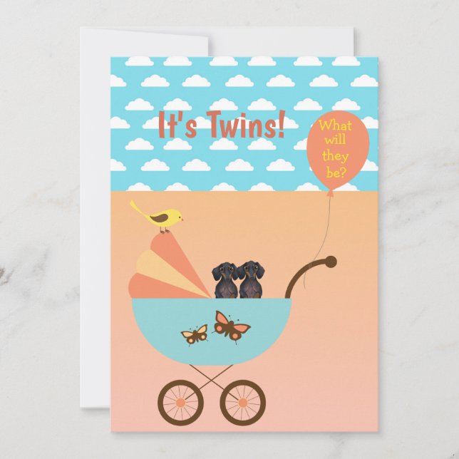 Invitations Dachshund de la fête de révélation de  (Devant)