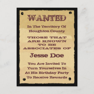 Invitations d'affiches Recherchées à la Western Th