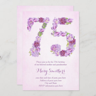 invitations dame 75e anniversaire, invitations lav