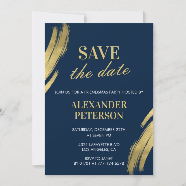 Invitations d'amis Sauvez la date Marine Gold (Devant)