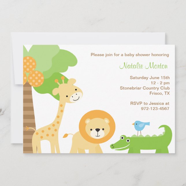Invitations d'animaux de la jungle mignonne (Devant)