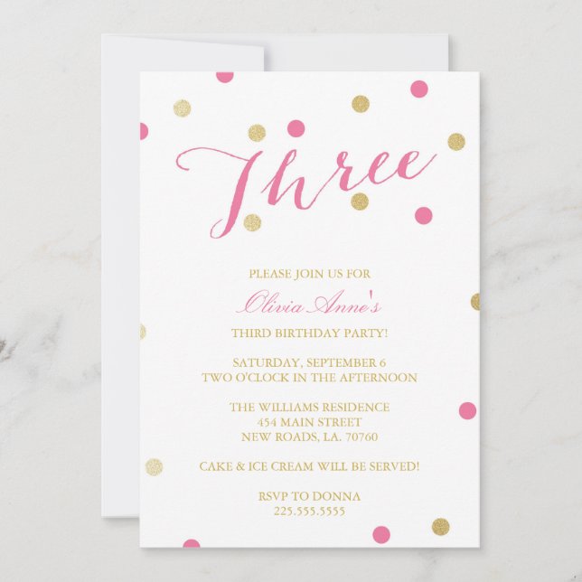 Invitations d'anniversaire à Confetti Gold Parties (Devant)