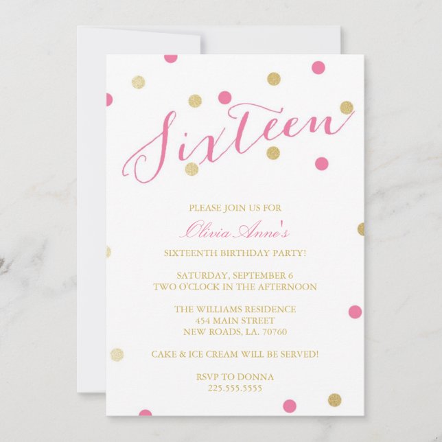 Invitations d'anniversaire à Confetti Gold Parties (Devant)