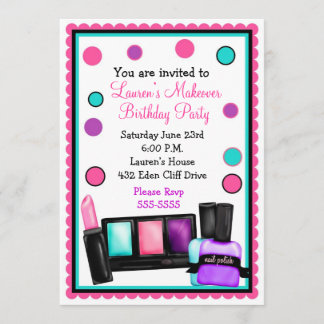 Invitations d'anniversaire à faire un maquillage