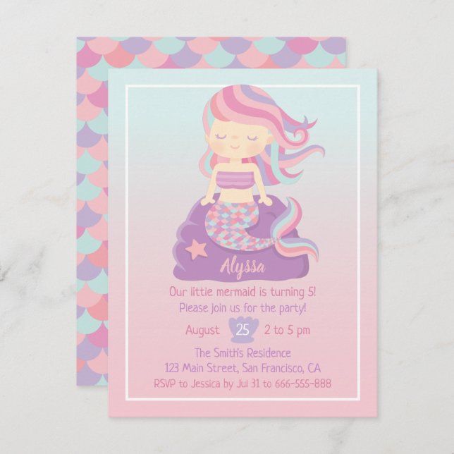 Invitations d'anniversaire à la mignonne fille de  (Devant / Derrière)