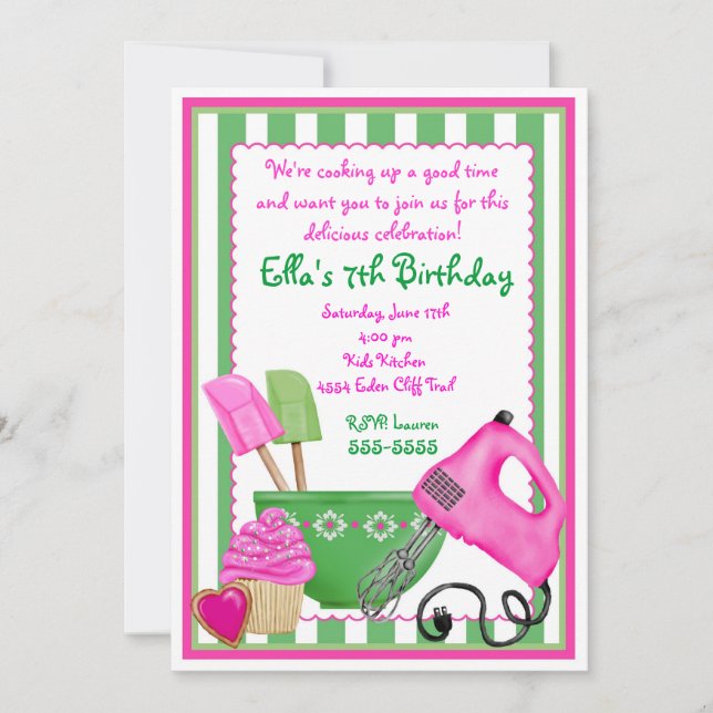 Invitations d'anniversaire à Shabby Chic Baking (Devant)
