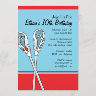 Invitations d'anniversaire à thème de crosse rouge