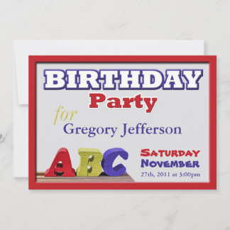 Invitations d'anniversaire ABC pour enfant