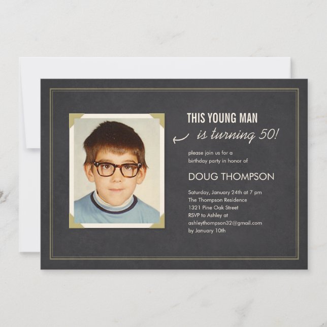 Invitations d'anniversaire amusantes avec une viei (Devant)