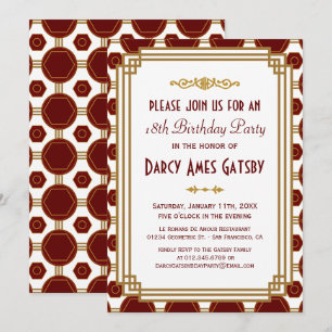 Invitations d'anniversaire Art Déco sur mesure