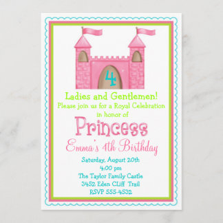 Invitations d'anniversaire au château de Fairy Pri