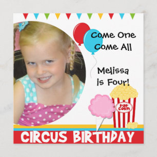 Invitations d'anniversaire au Cirque Photo Customi