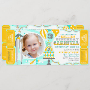 Invitations d'anniversaire au gâteau de carnaval