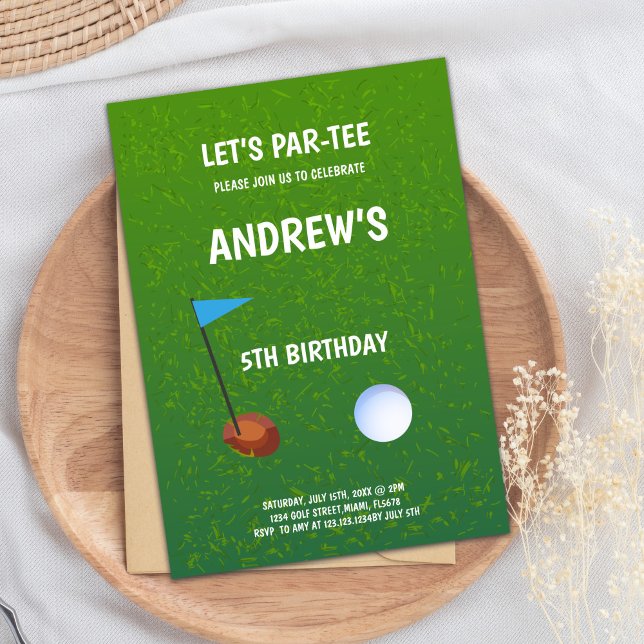 Invitations d'anniversaire au golf Par-Tee (Let's Par-Tee Golf Birthday Invitations)