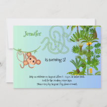 Invitations d'anniversaire au singe et à la banane