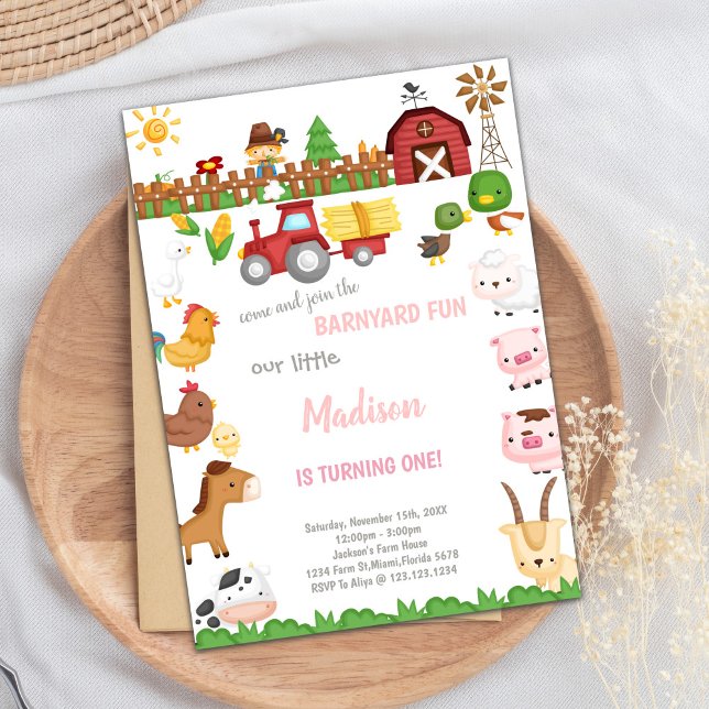 Invitations d'anniversaire Barnyard personnalisabl (Barnyard birthday invitations)