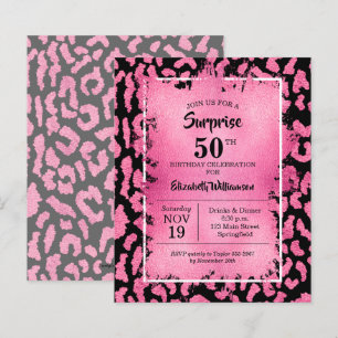 Invitations d'anniversaire Budget Pink Black Leopa