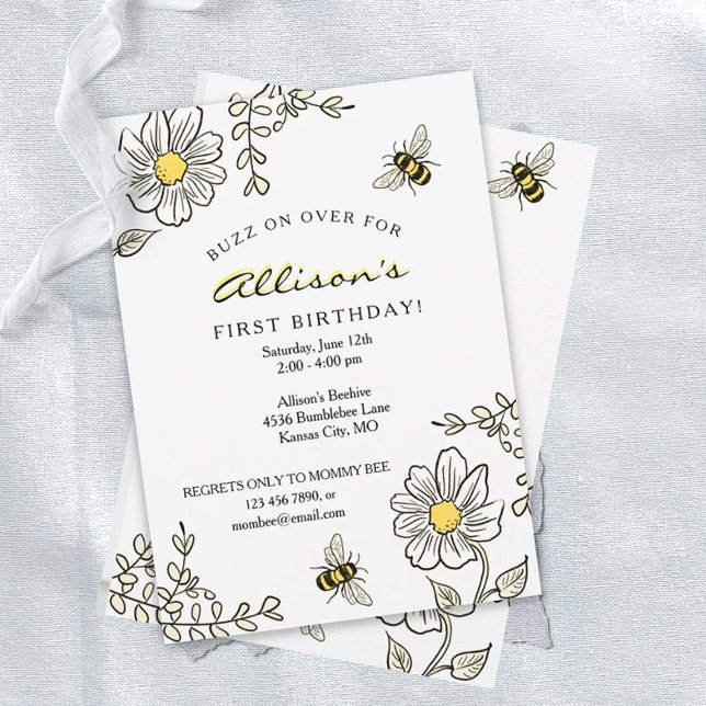 Invitations d'anniversaire d'abeilles pour l'anniv (Créateur téléchargé)