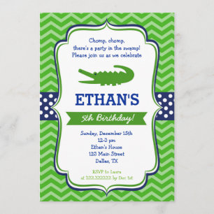 Invitations d'anniversaire d'Alligator