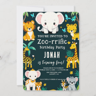 Invitations d'anniversaire d'animaux sauvages - An