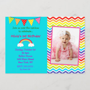 Invitations d'anniversaire d'arc-en-ciel